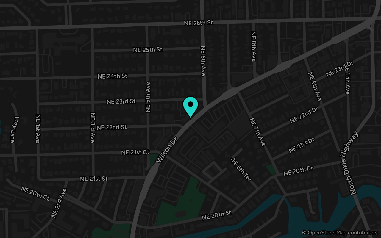 Map: Island City Bistro at 2215 Wilton Drive, Wilton Manors, on Wilton Drive at NE 6th Avenue. Opens directions. Map data © OpenStreetMap contributors.