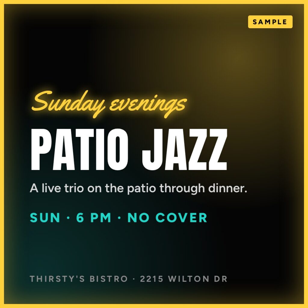 Flyer: Sunday Patio Jazz