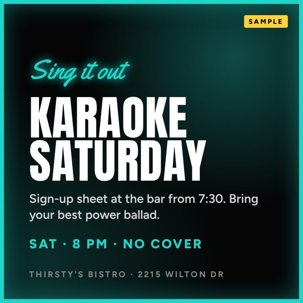 Flyer: Karaoke Saturday